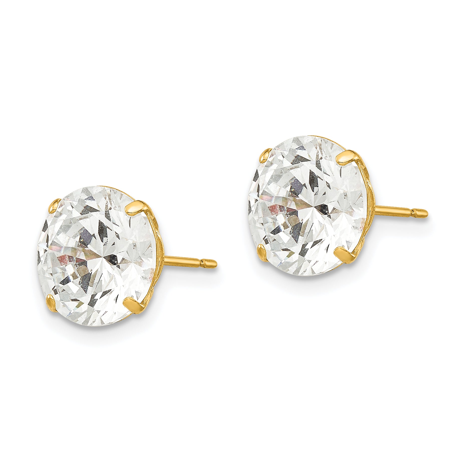 14k 9mm Round CZ Post Earrings Secondary image
