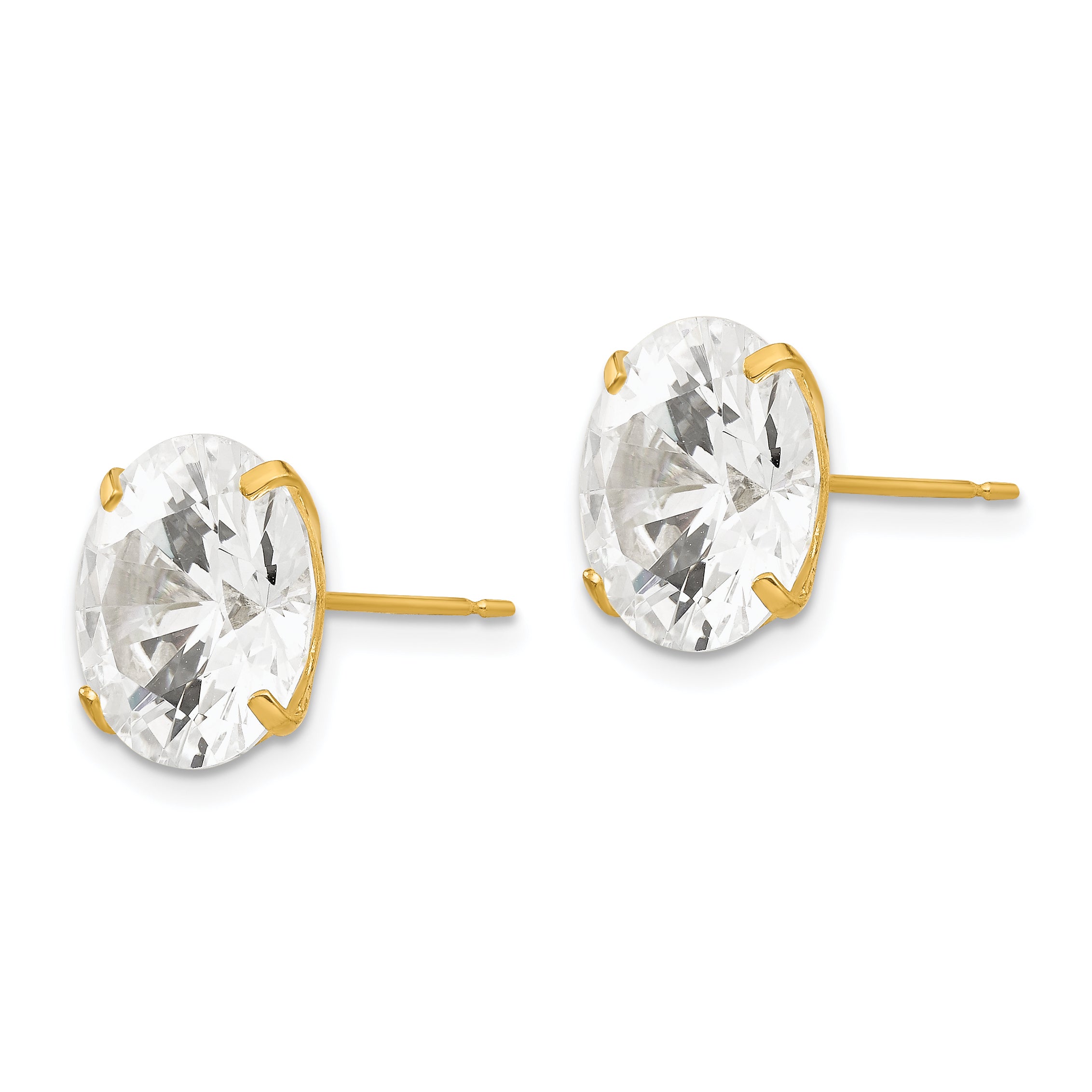 14k 11mm Round CZ Post Earrings Secondary image