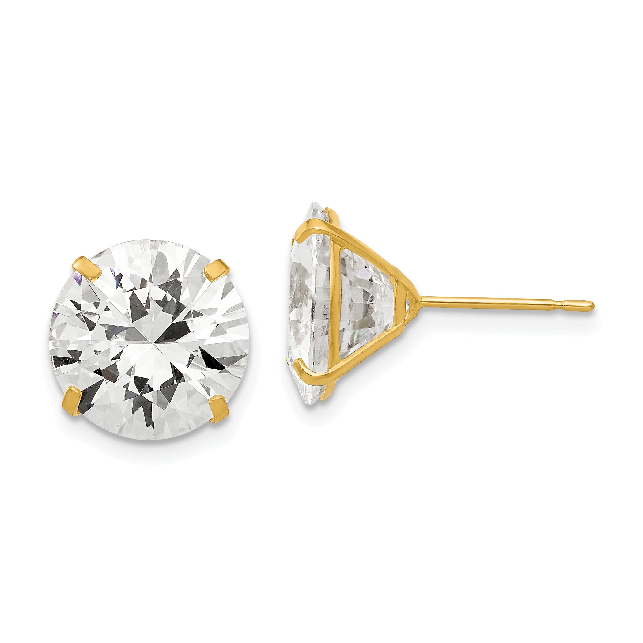 14k 11mm Round CZ Post Earrings Main image