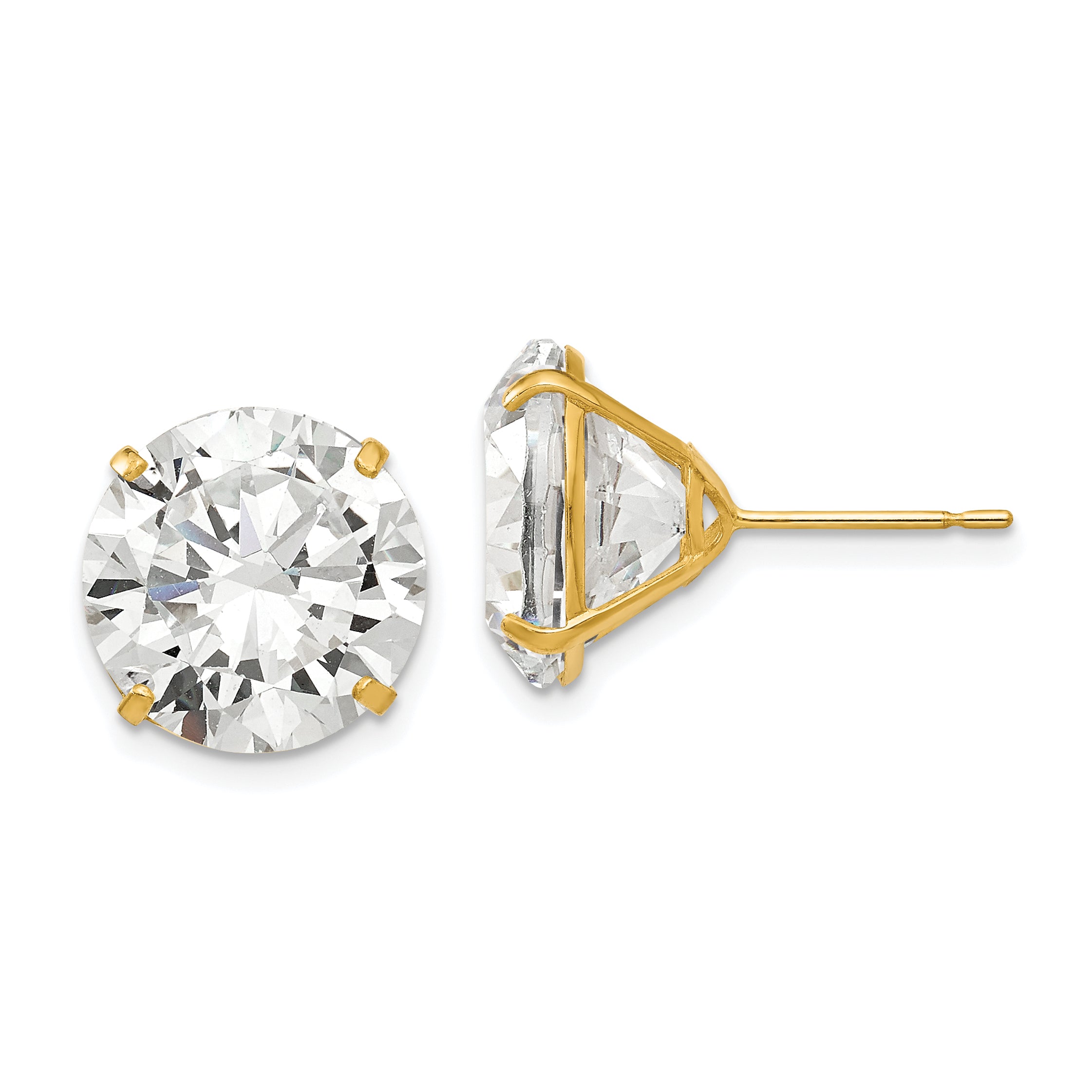 14k 12mm Round CZ Post Earrings Main image