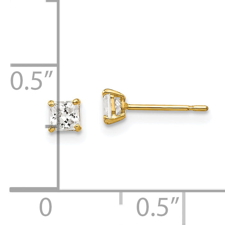 14k 3mm Square CZ Post Earrings