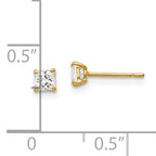 14k 3mm Square CZ Post Earrings