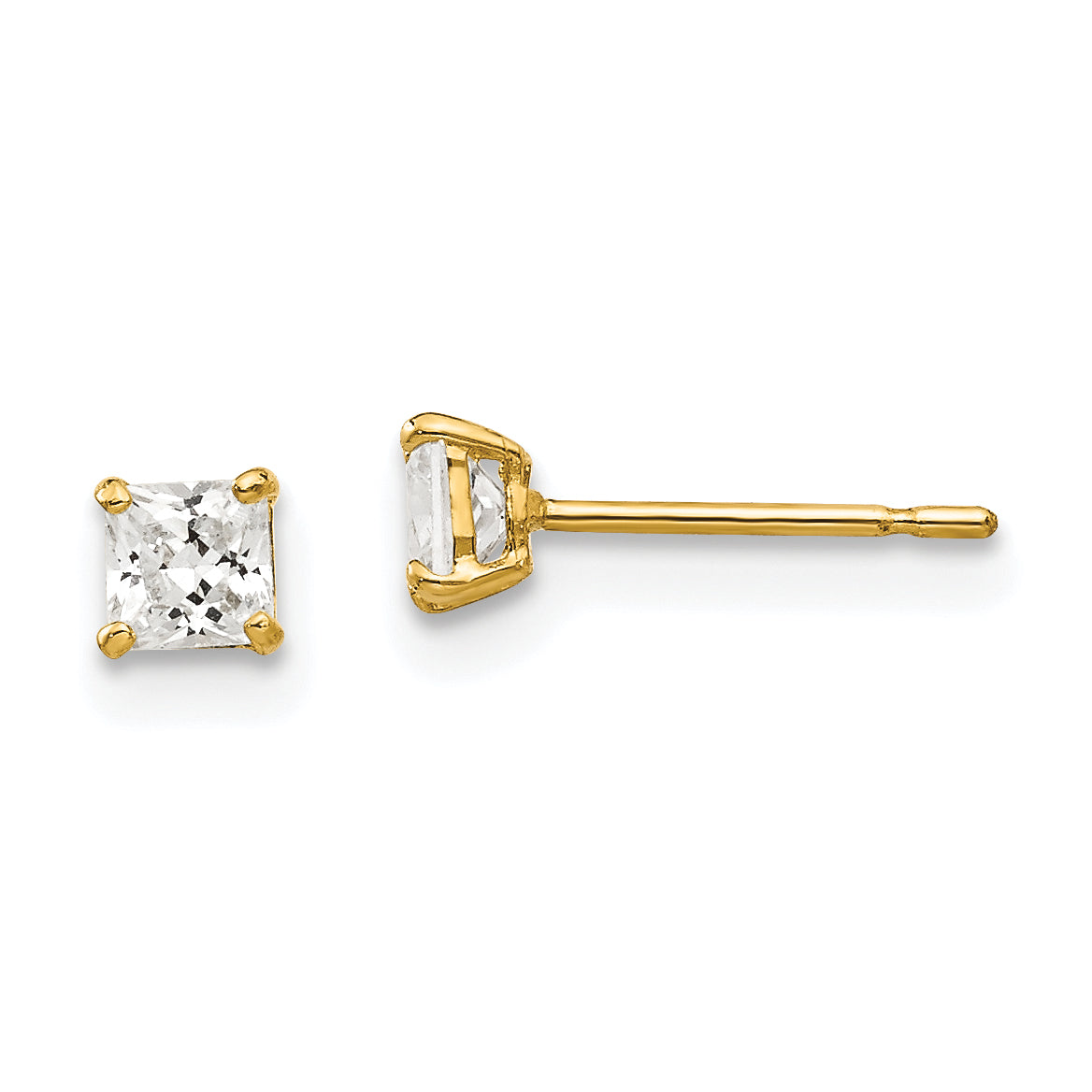 14k 3mm Square CZ Post Earrings Main image