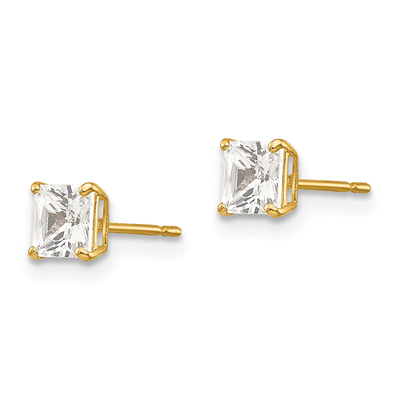 14k 4mm Square CZ Post Earrings Secondary image
