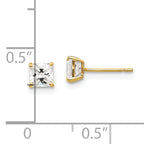 14k 4mm Square CZ Post Earrings