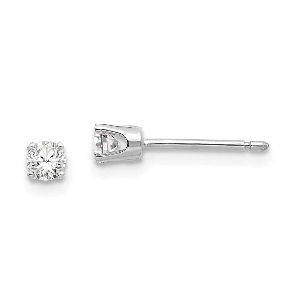 14K White Gold 3mm Round Stud Earring Mounting With backs Main image