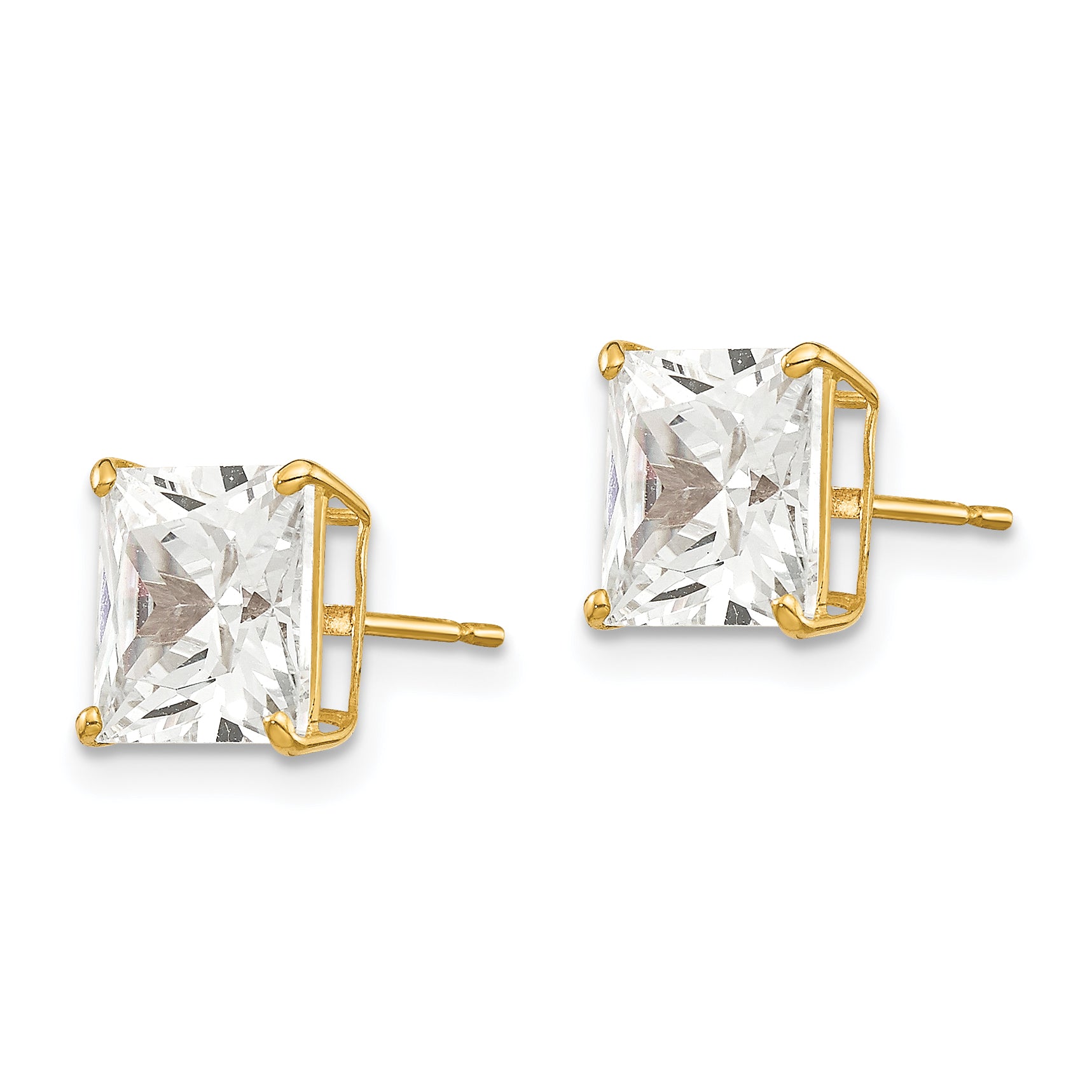 14k 7mm Square CZ Post Earrings Secondary image