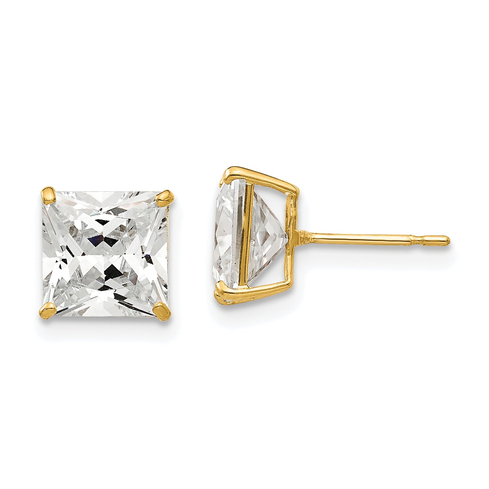 14k 7mm Square CZ Post Earrings Main image