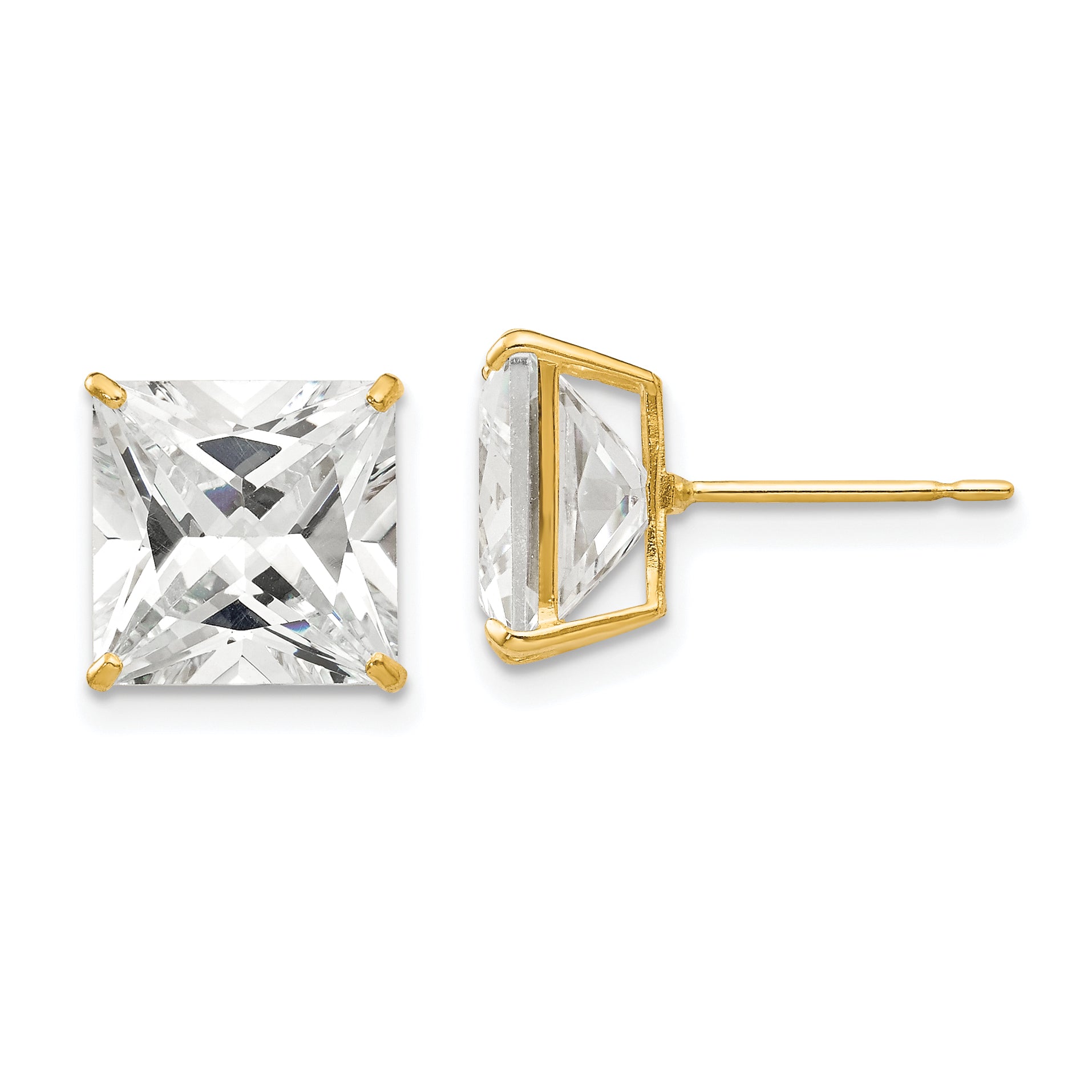 14k 9mm Square CZ Post Earrings Main image