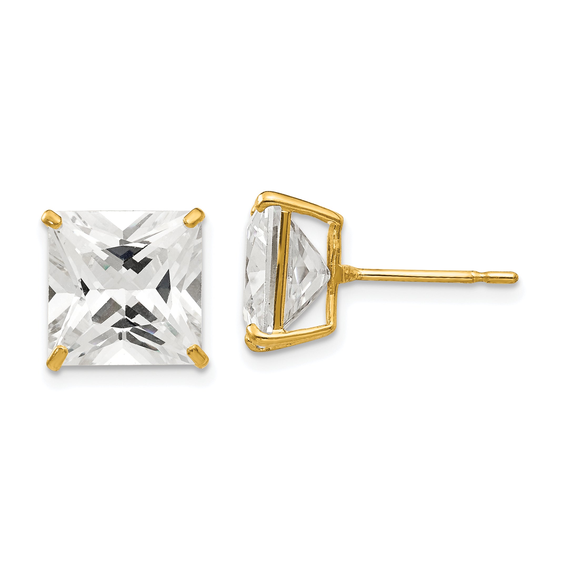 14k 10mm Square CZ Post Earrings Main image