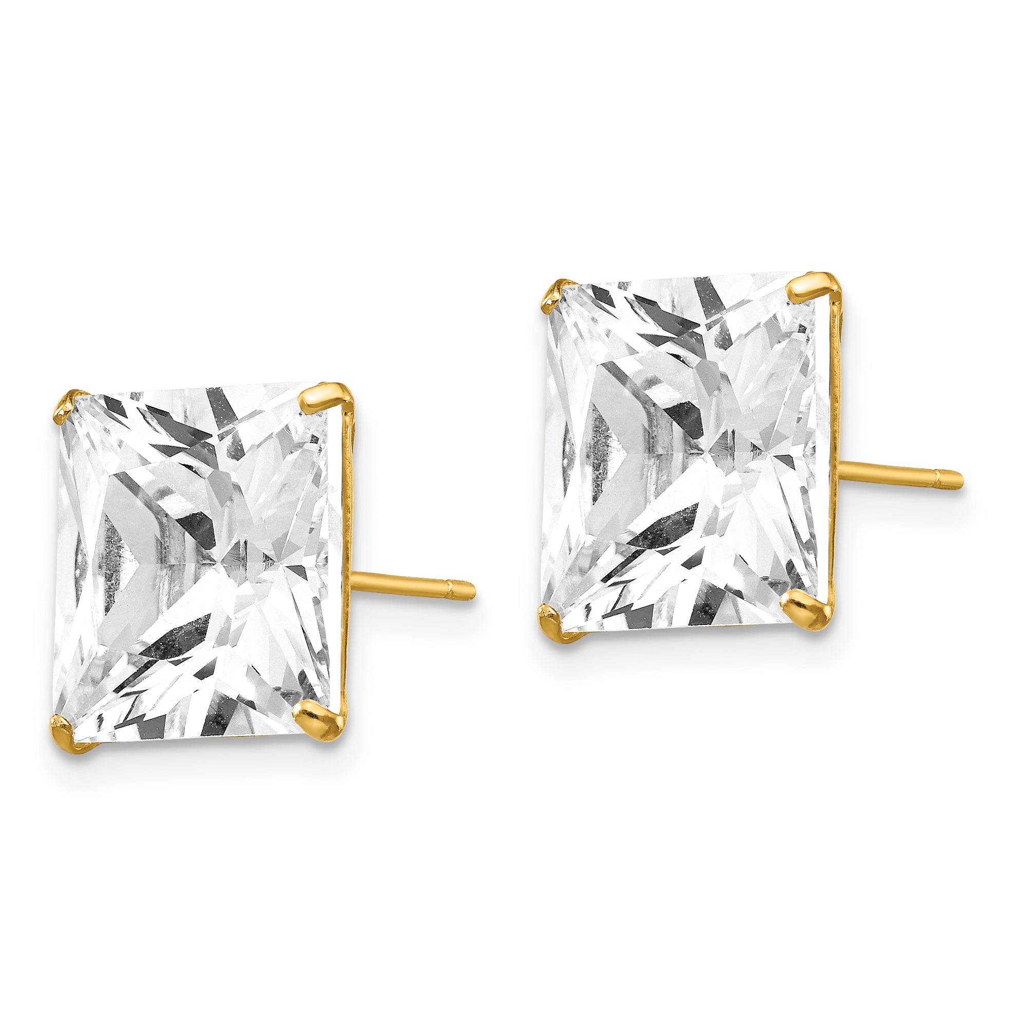 14k 11mm Square CZ Post Earrings Secondary image