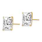 14k 12mm Square CZ Post Earrings