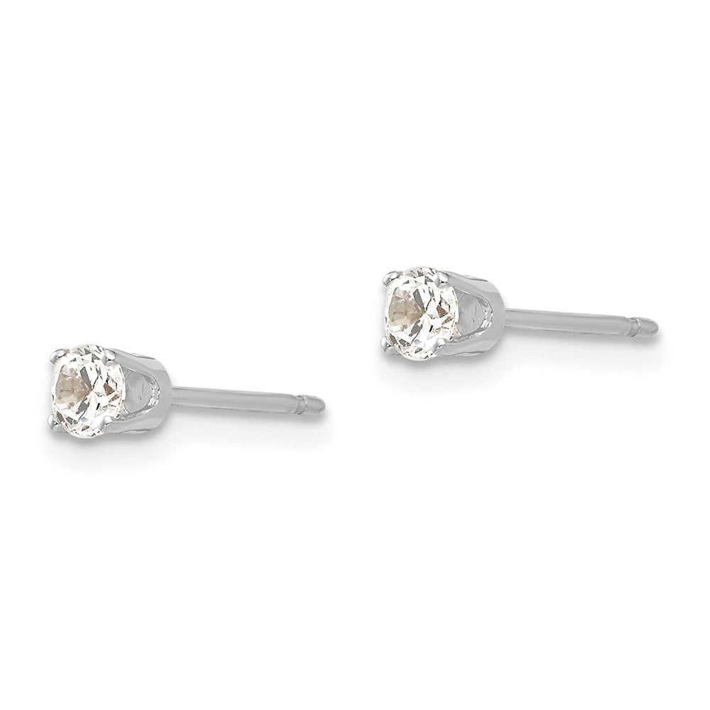 14K White Gold 3.25mm Round Stud Earring Mounting With backs Secondary image