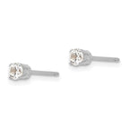 14K White Gold 3.25mm Round Stud Earring Mounting With backs