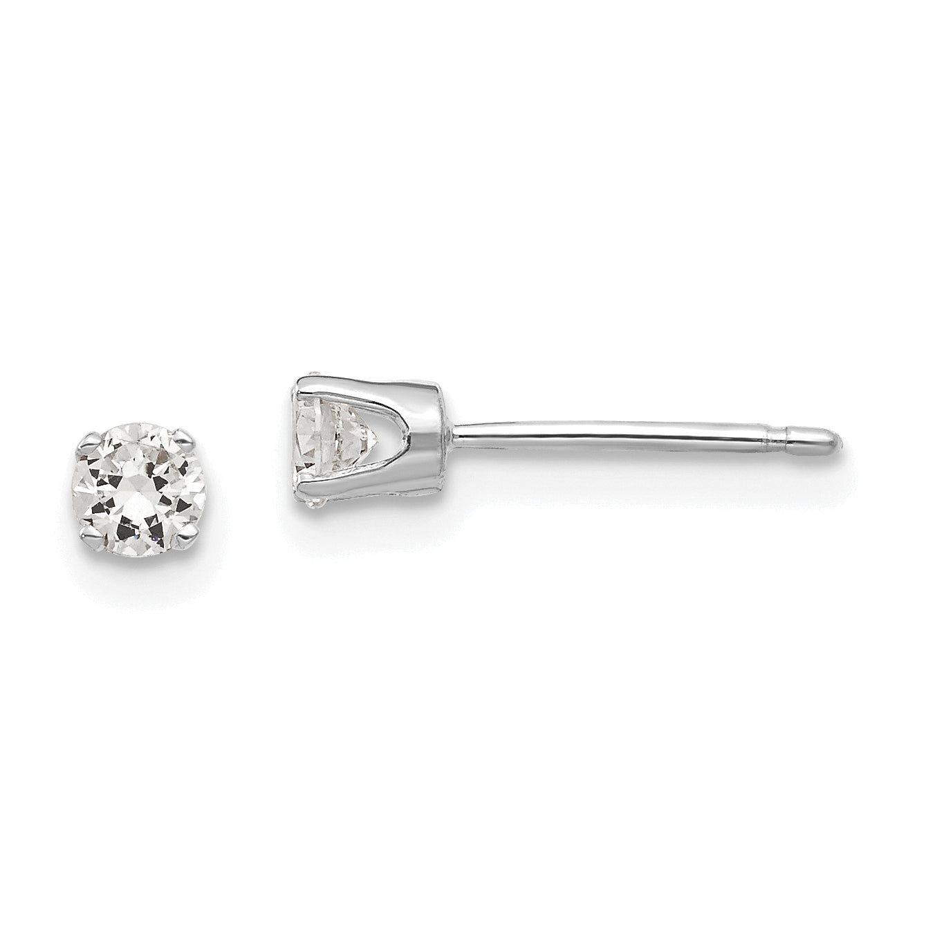 14k White Gold 3.25mm CZ stud earrings Main image