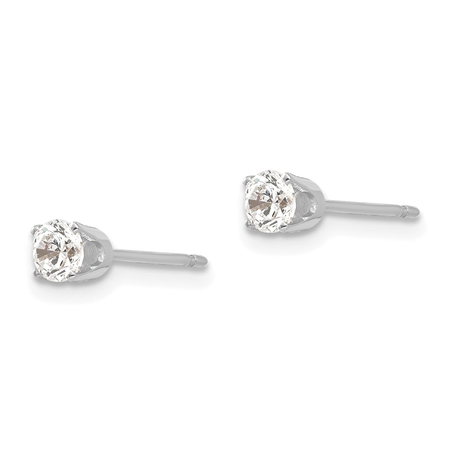 14k White Gold 3.5mm CZ stud earrings Secondary image