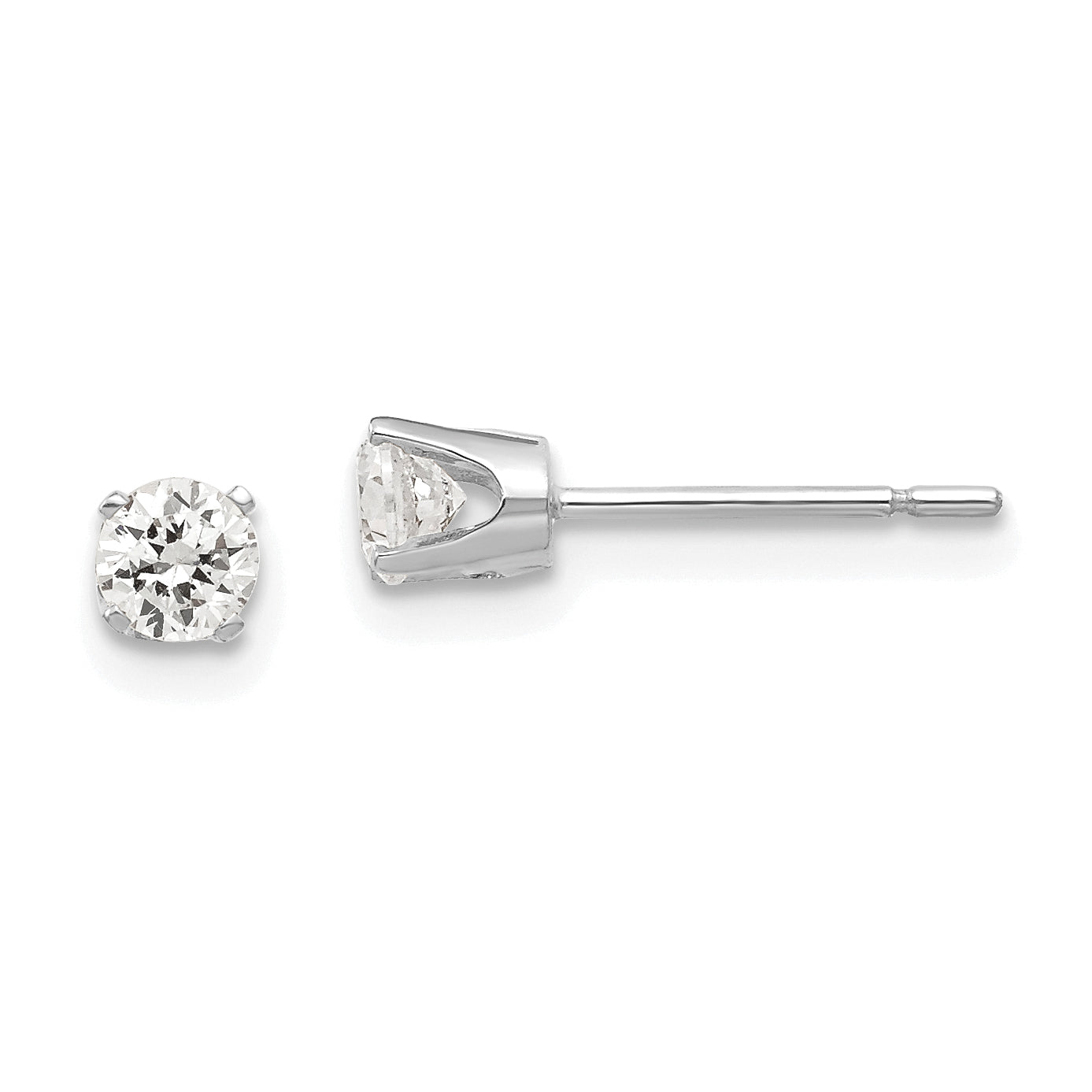 14k White Gold 3.5mm CZ stud earrings Main image