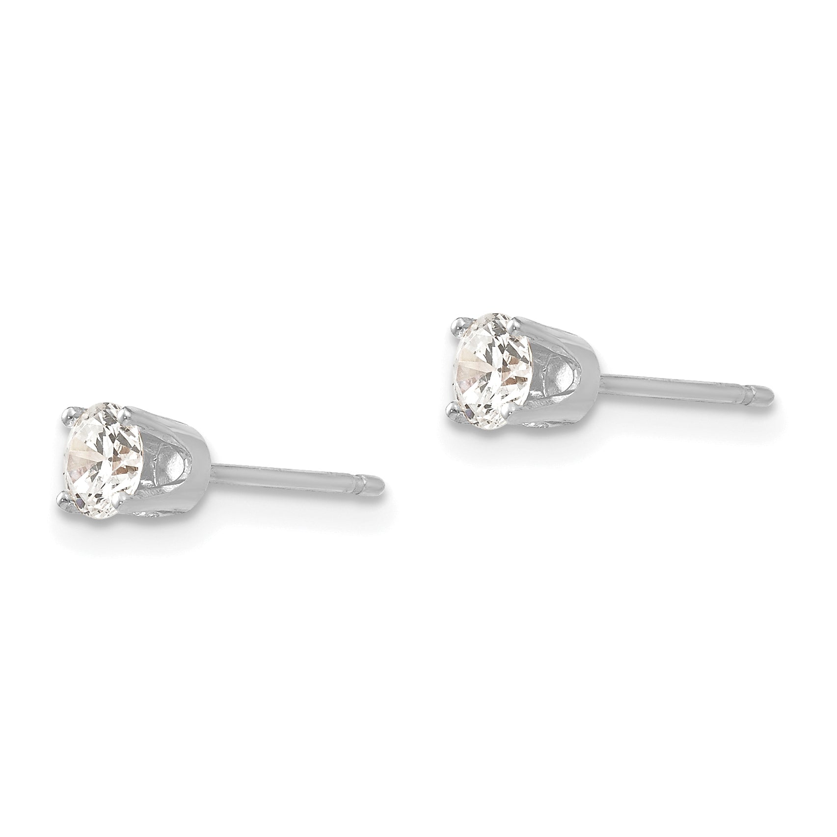14k White Gold 3.75mm CZ stud earrings Secondary image
