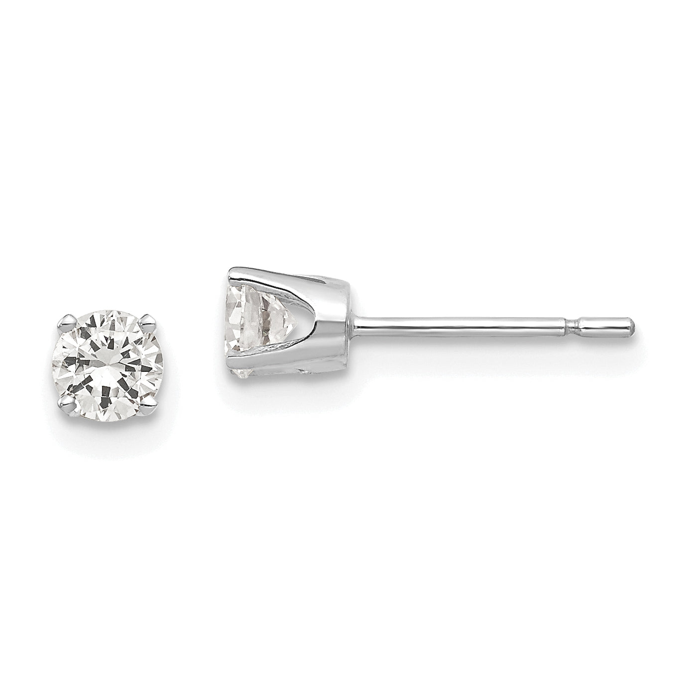 14k White Gold 3.75mm CZ stud earrings Main image
