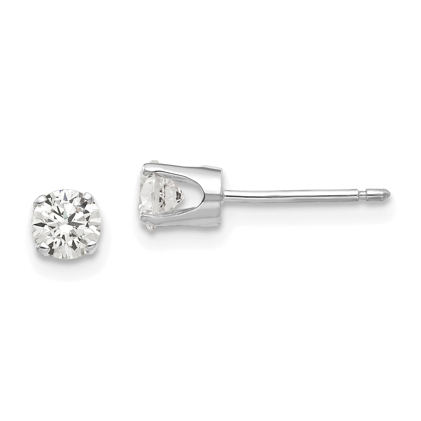 14k White Gold 4mm CZ stud earrings Main image