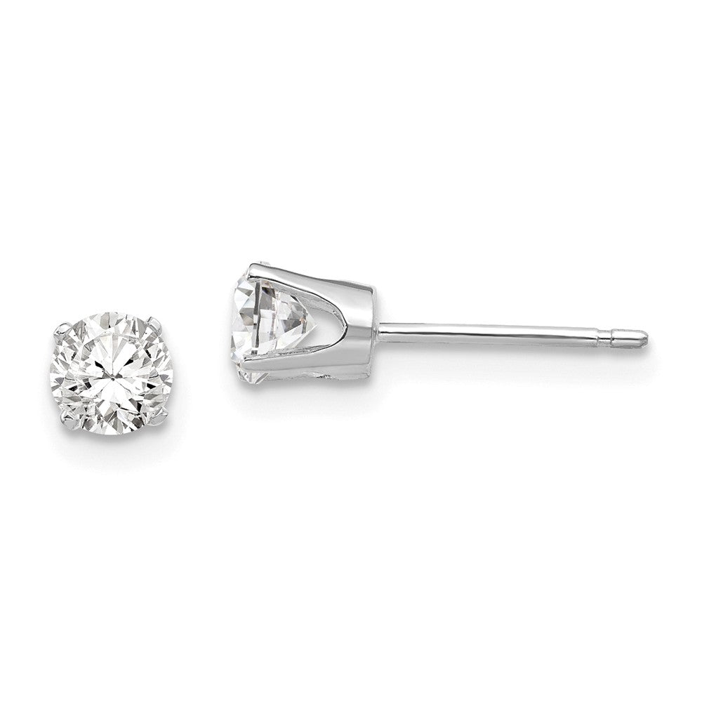 14K White Gold 4.25mm Round Stud Earring Mounting With backs Main image