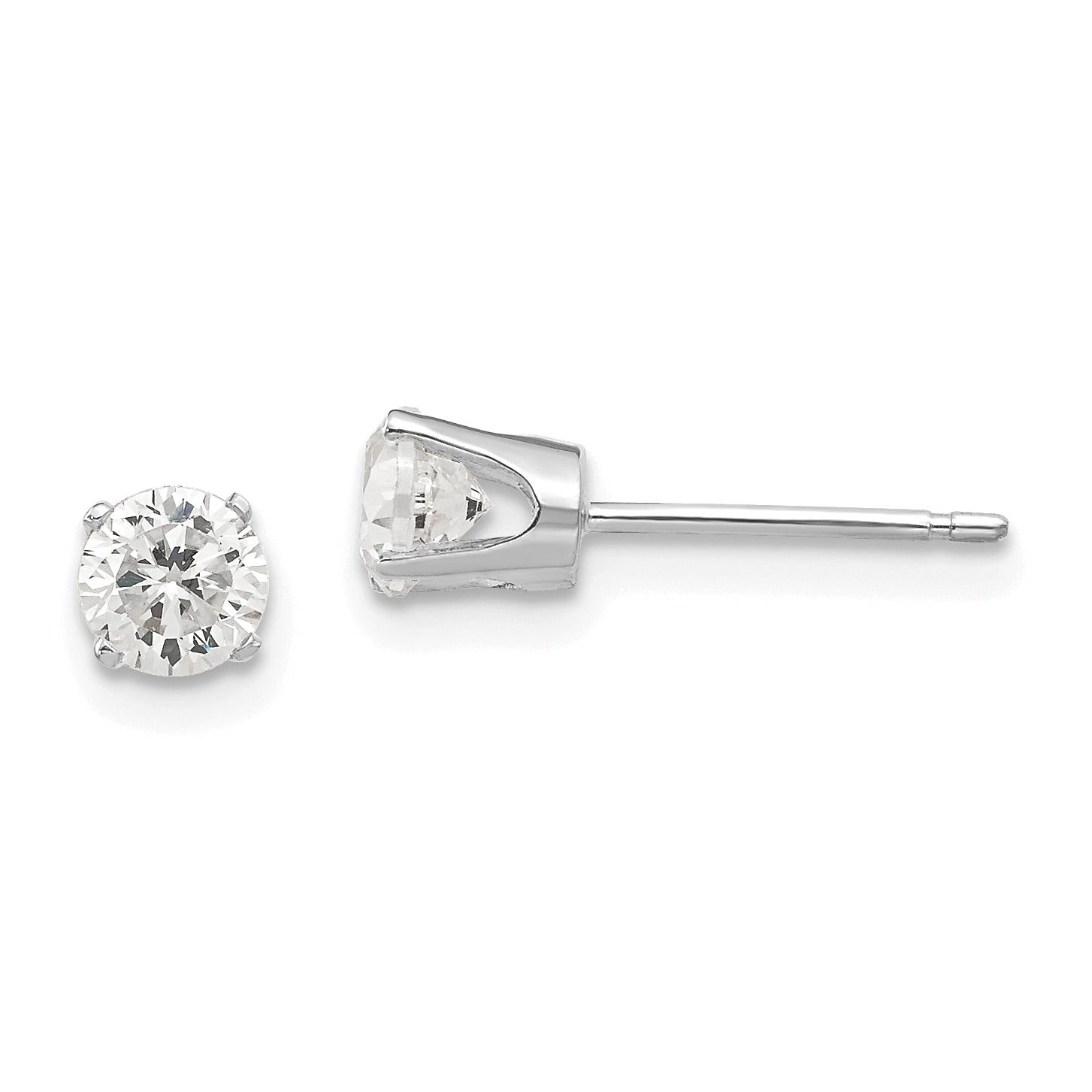 14k White Gold 4.25mm CZ stud earrings Main image