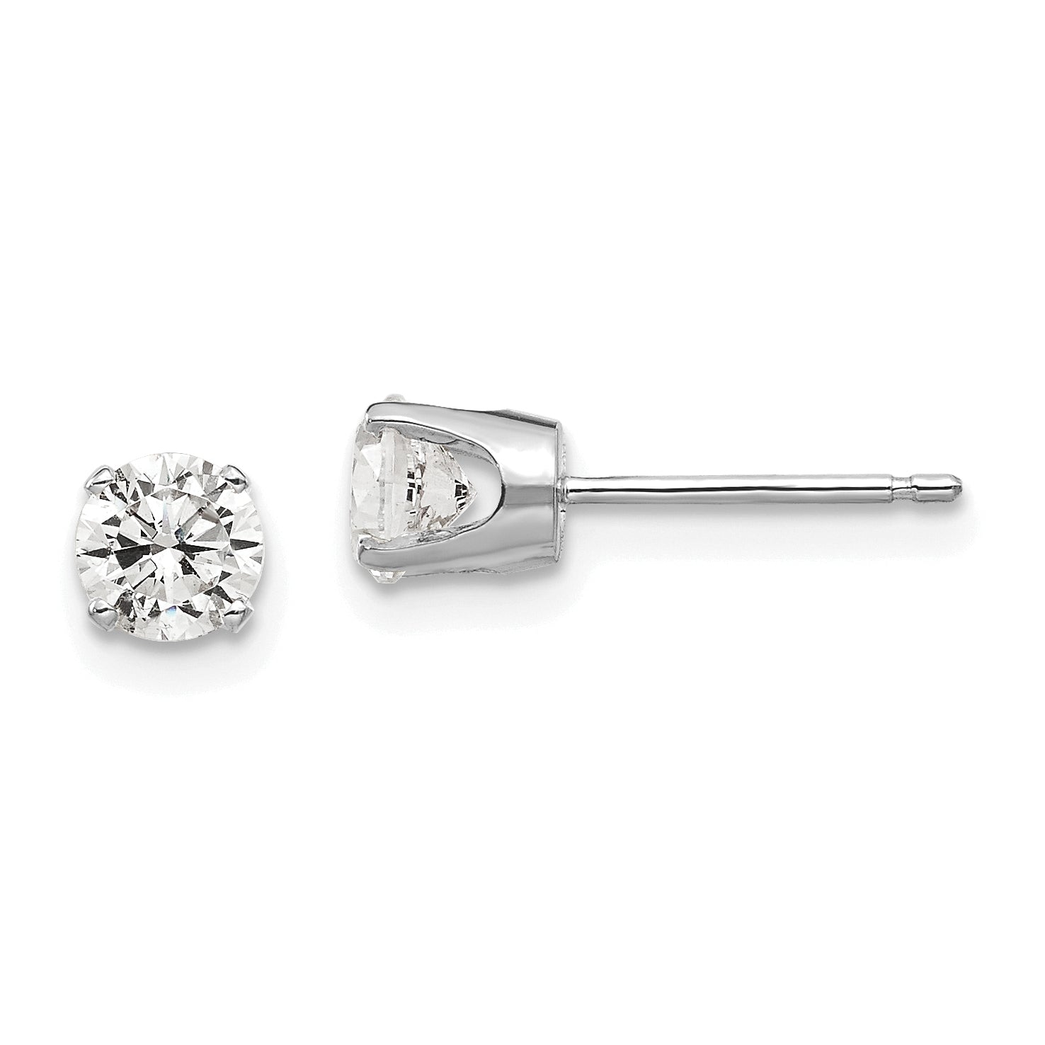 14k White Gold 4.5mm CZ stud earrings Main image