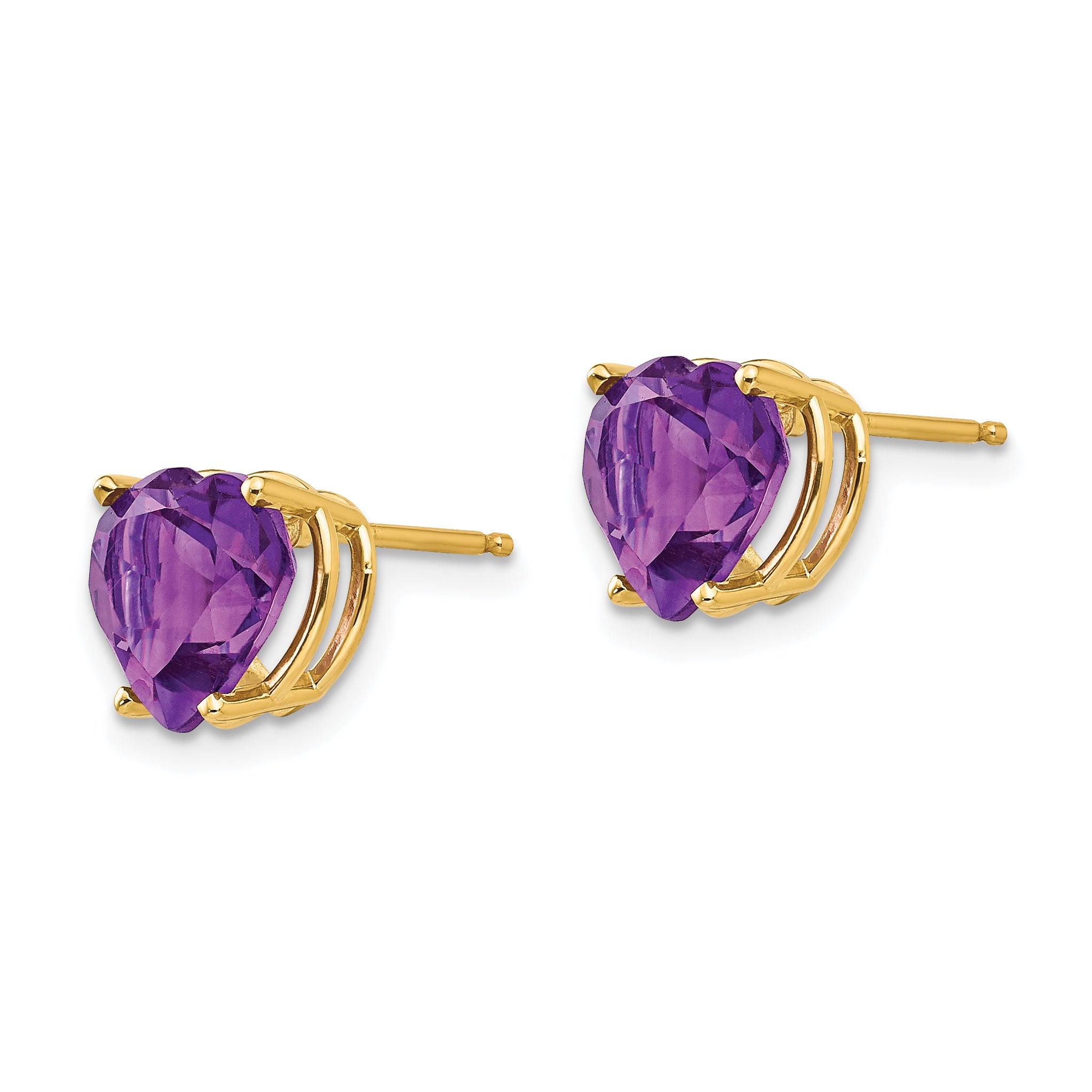14k 8mm Heart Amethyst earring Secondary image