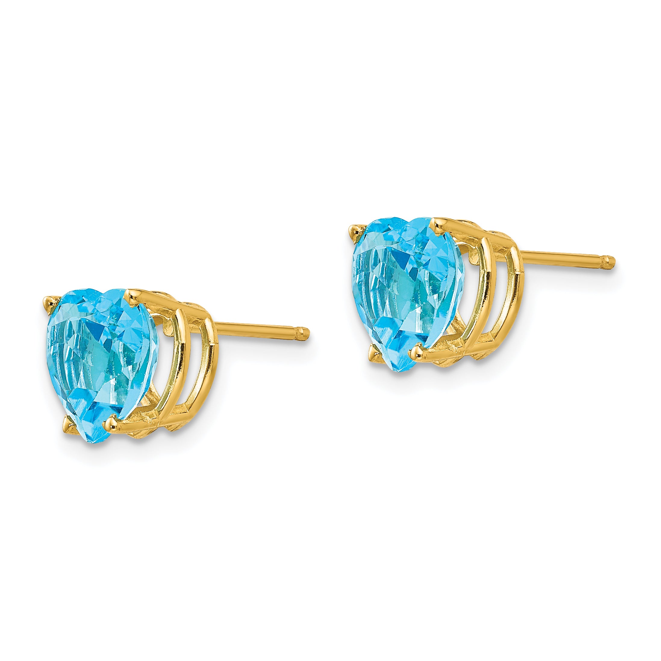 14k 8mm Heart Blue Topaz earring Secondary image