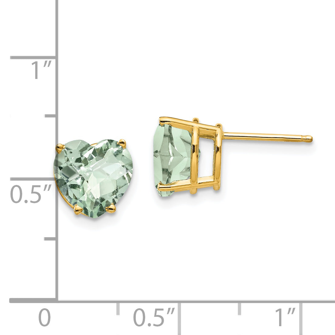 14k 8mm Heart Checker-Cut Green Quartz Earring Secondary image