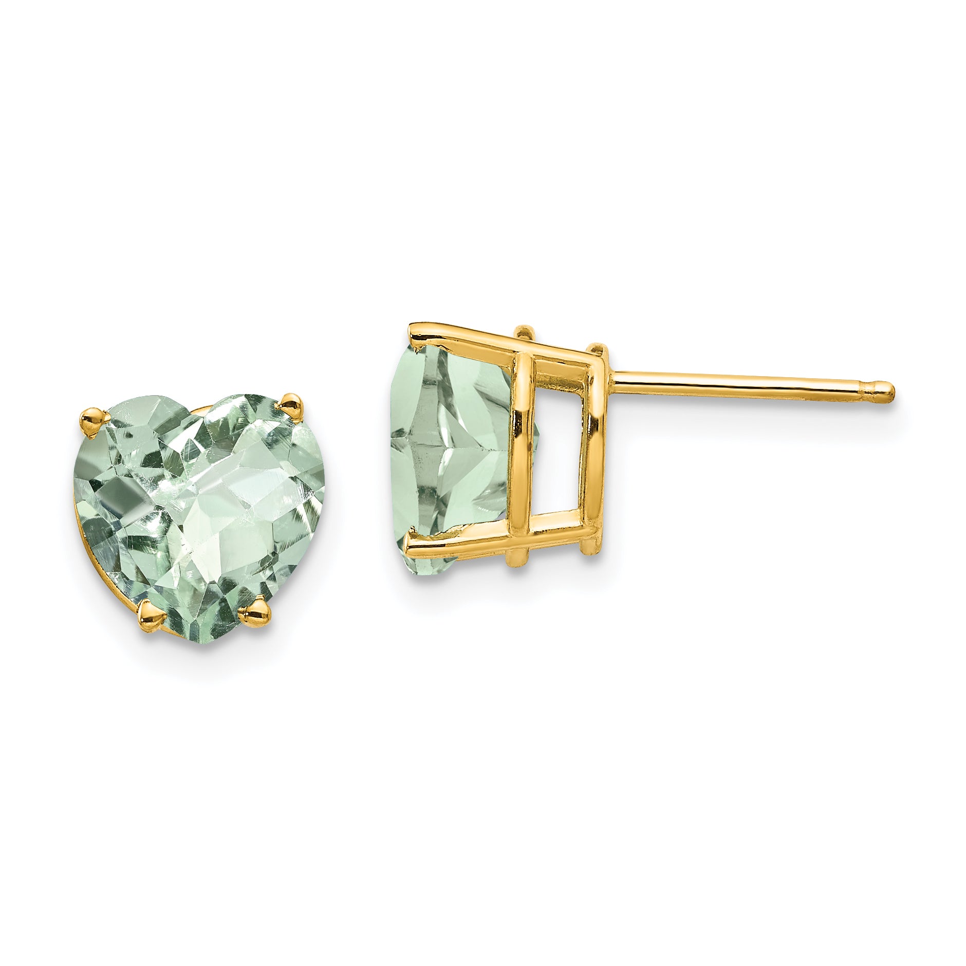 14k 8mm Heart Checker-Cut Green Quartz Earring Main image