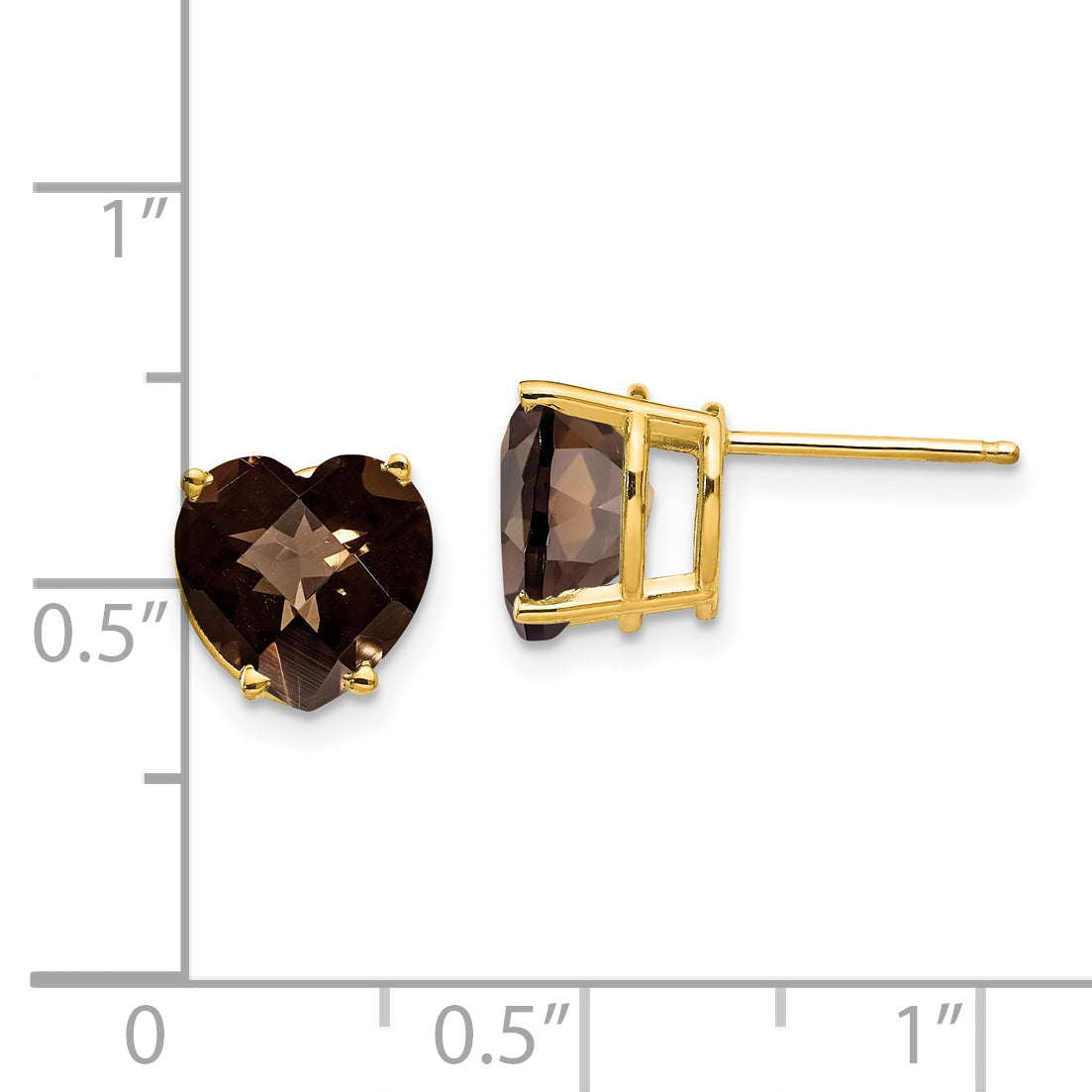 14k 8mm Heart Checker-Cut Smoky Quartz Earring Secondary image