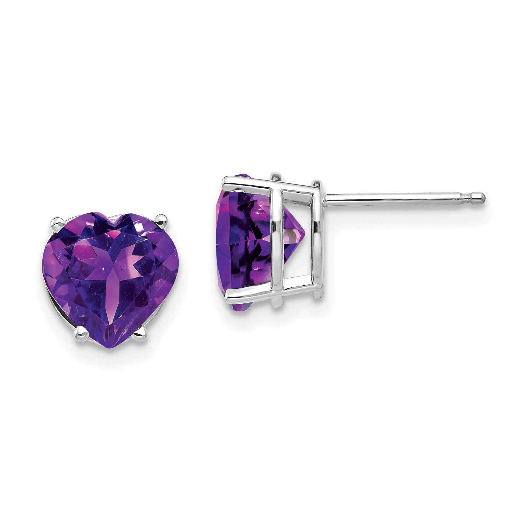 14k White Gold 8mm Heart Amethyst earring Main image
