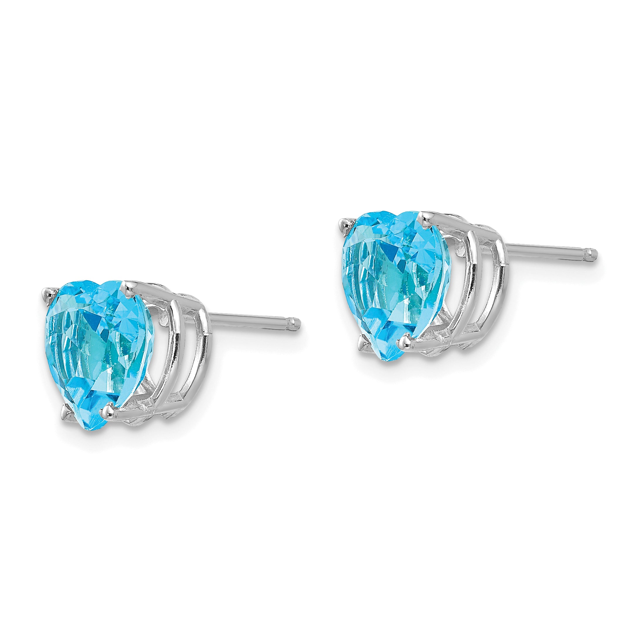 14k White Gold 8mm Blue Topaz Heart Post Earrings Secondary image