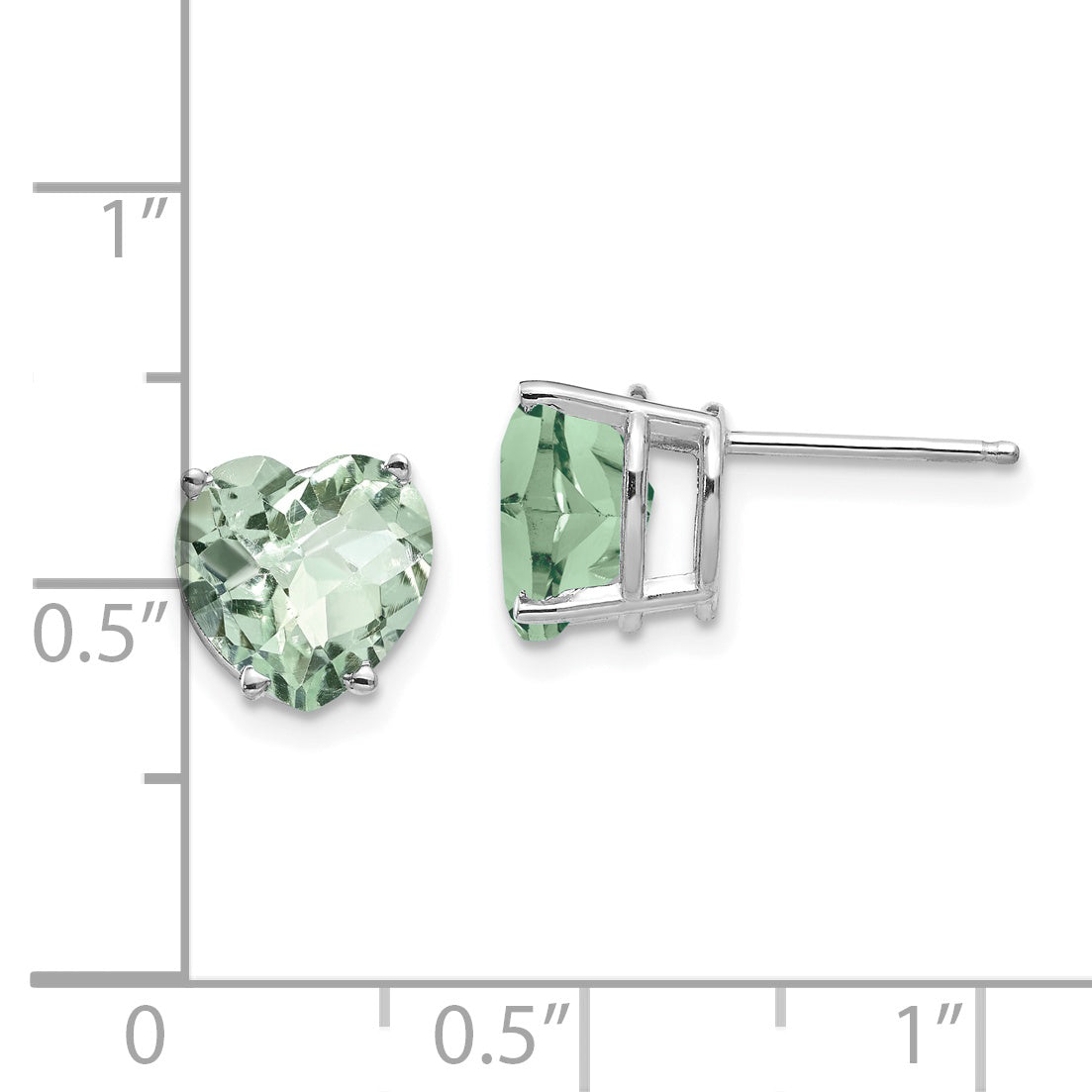 14kw 8mm Heart Checker-Cut Green Quartz Earring