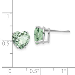 14kw 8mm Heart Checker-Cut Green Quartz Earring