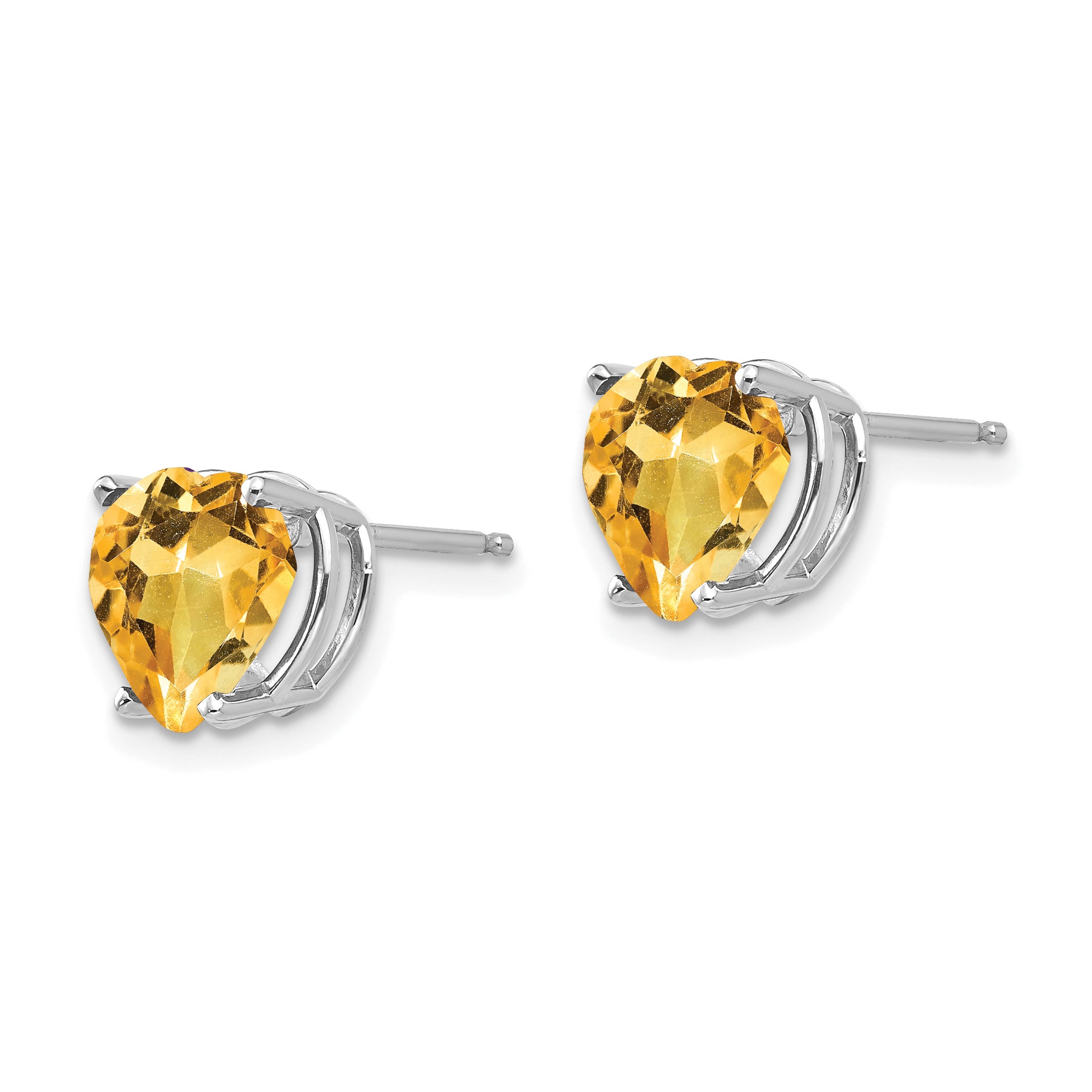 14k White Gold 8mm Heart Citrine Earrings Secondary image
