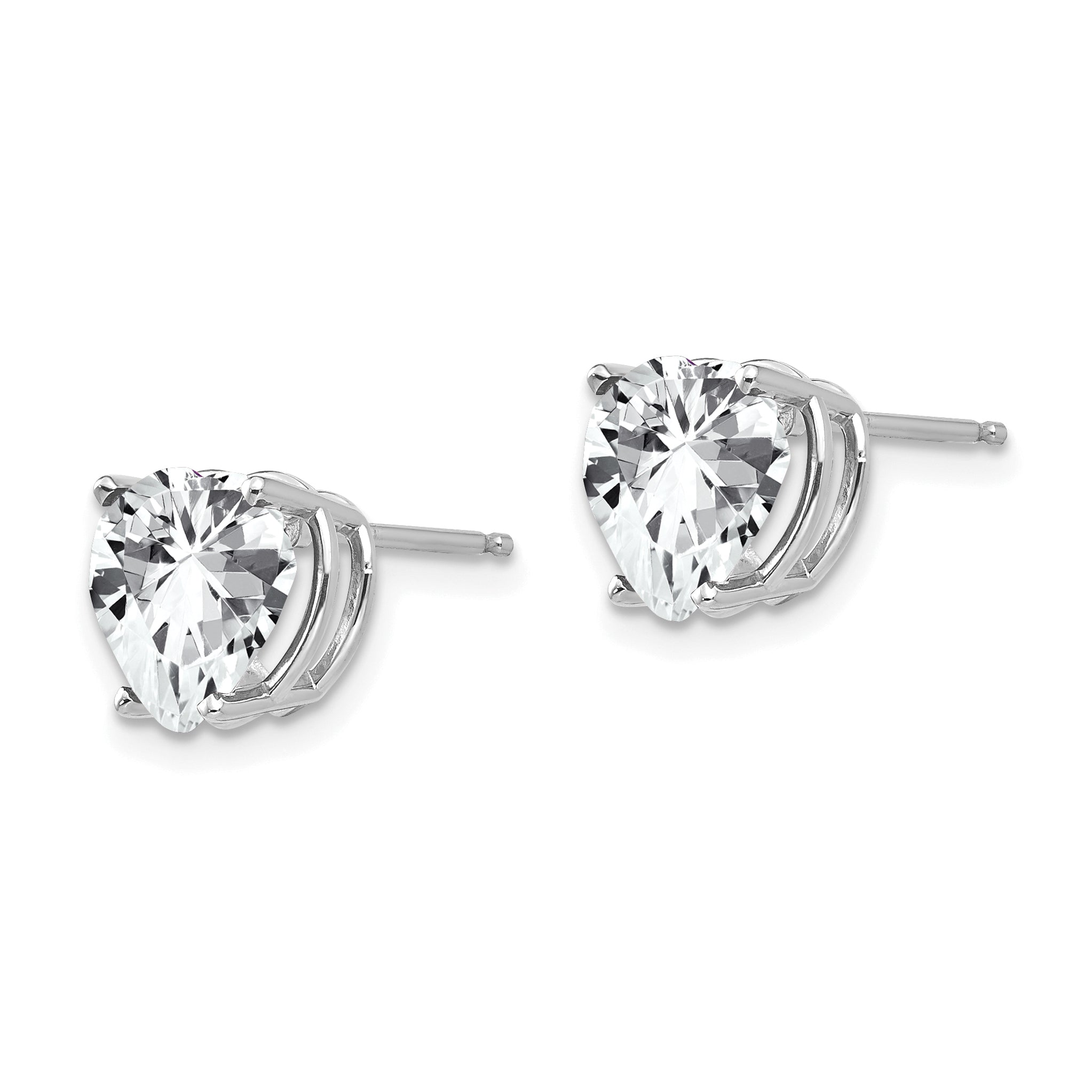 14k White Gold 8mm Cubic Zirconia Heart Stud Earrings Secondary image