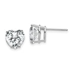 14k White Gold 8mm Cubic Zirconia Heart Stud Earrings