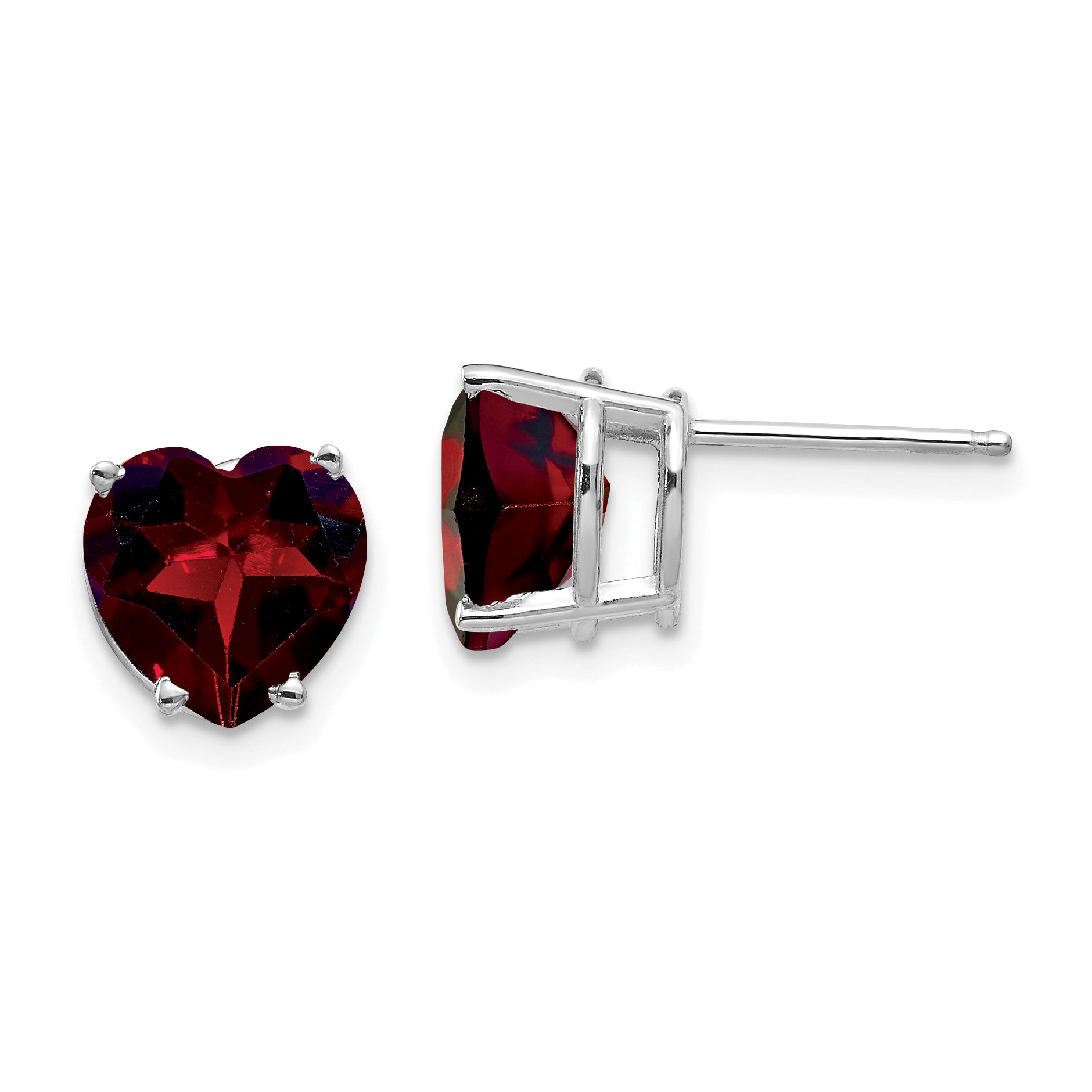 14k White Gold 8mm Heart Garnet earring Main image