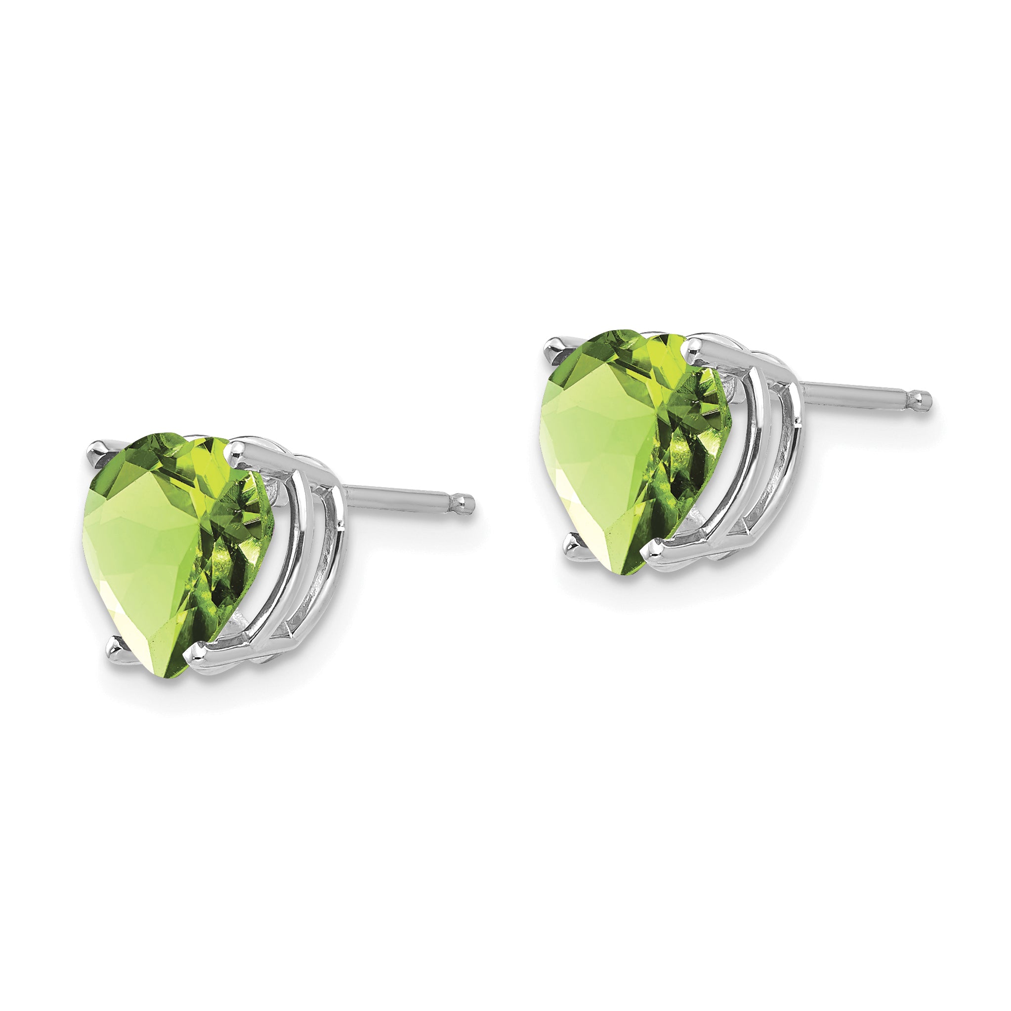 14k White Gold 8mm Heart Peridot earring Secondary image