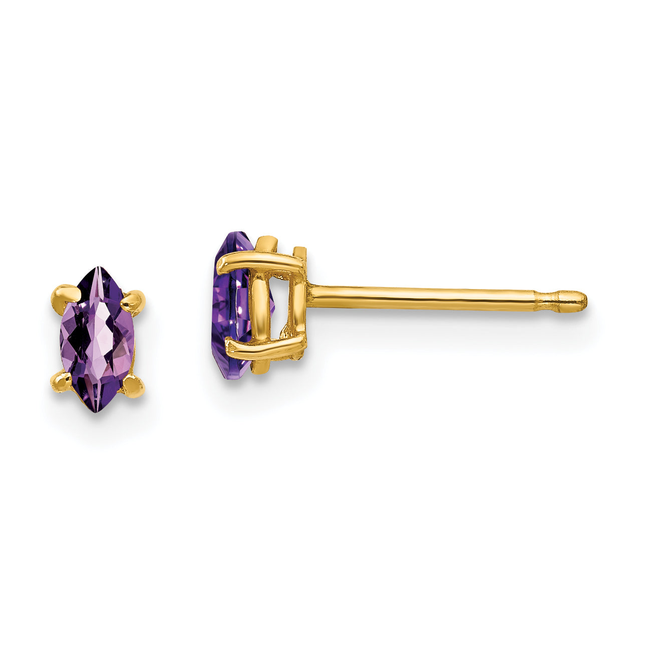 14k 5x2.5mm Marquise Amethyst earring Main image