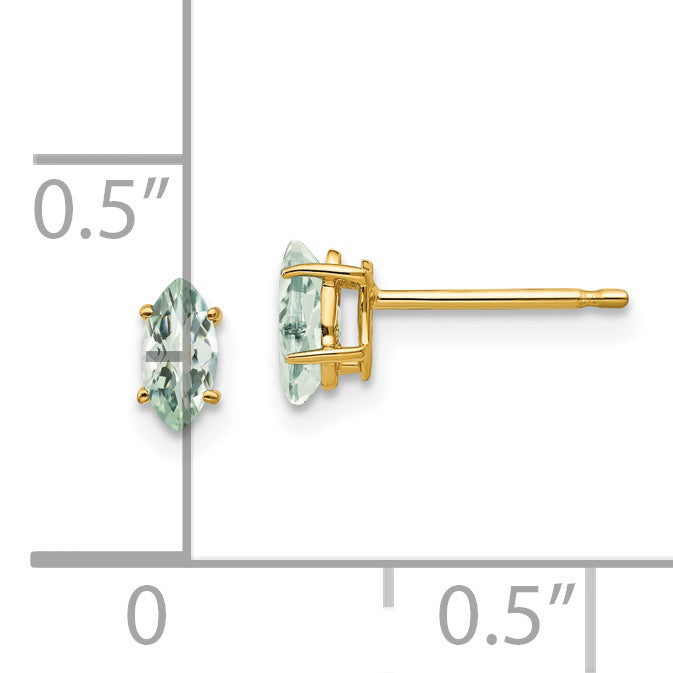 14k 5x2.5 Marquise Checker-Cut Green Quartz Earring Secondary image