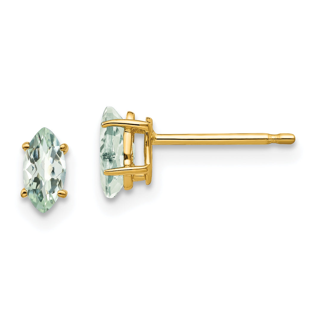14k 5x2.5 Marquise Checker-Cut Green Quartz Earring Main image