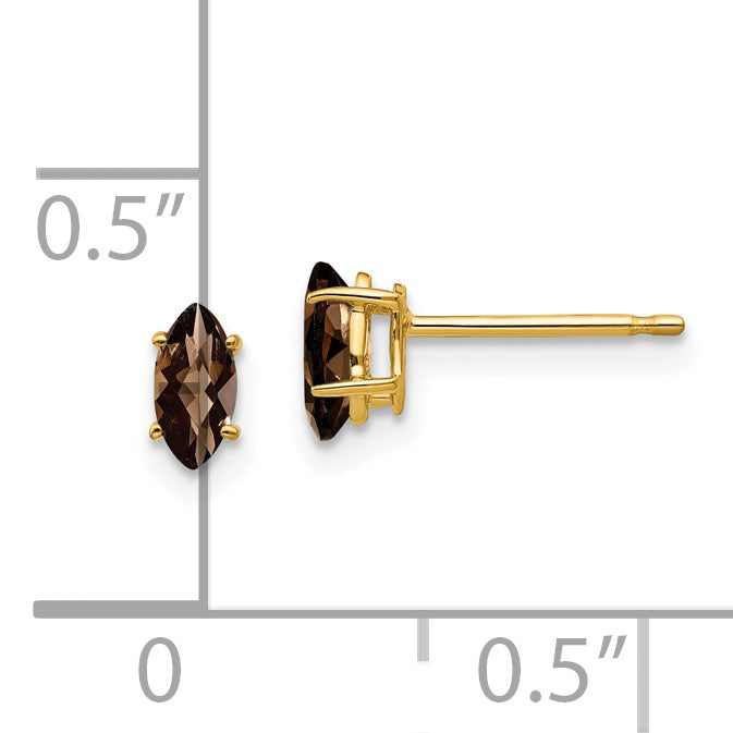 14k 5x2.5 Marquise Checker-Cut Smoky Quartz Earring Secondary image