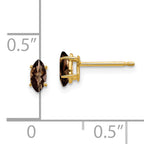 14k 5x2.5 Marquise Checker-Cut Smoky Quartz Earring