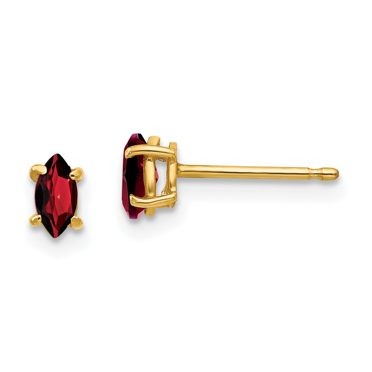 14k 5x2.5mm Marquise Garnet earring Main image
