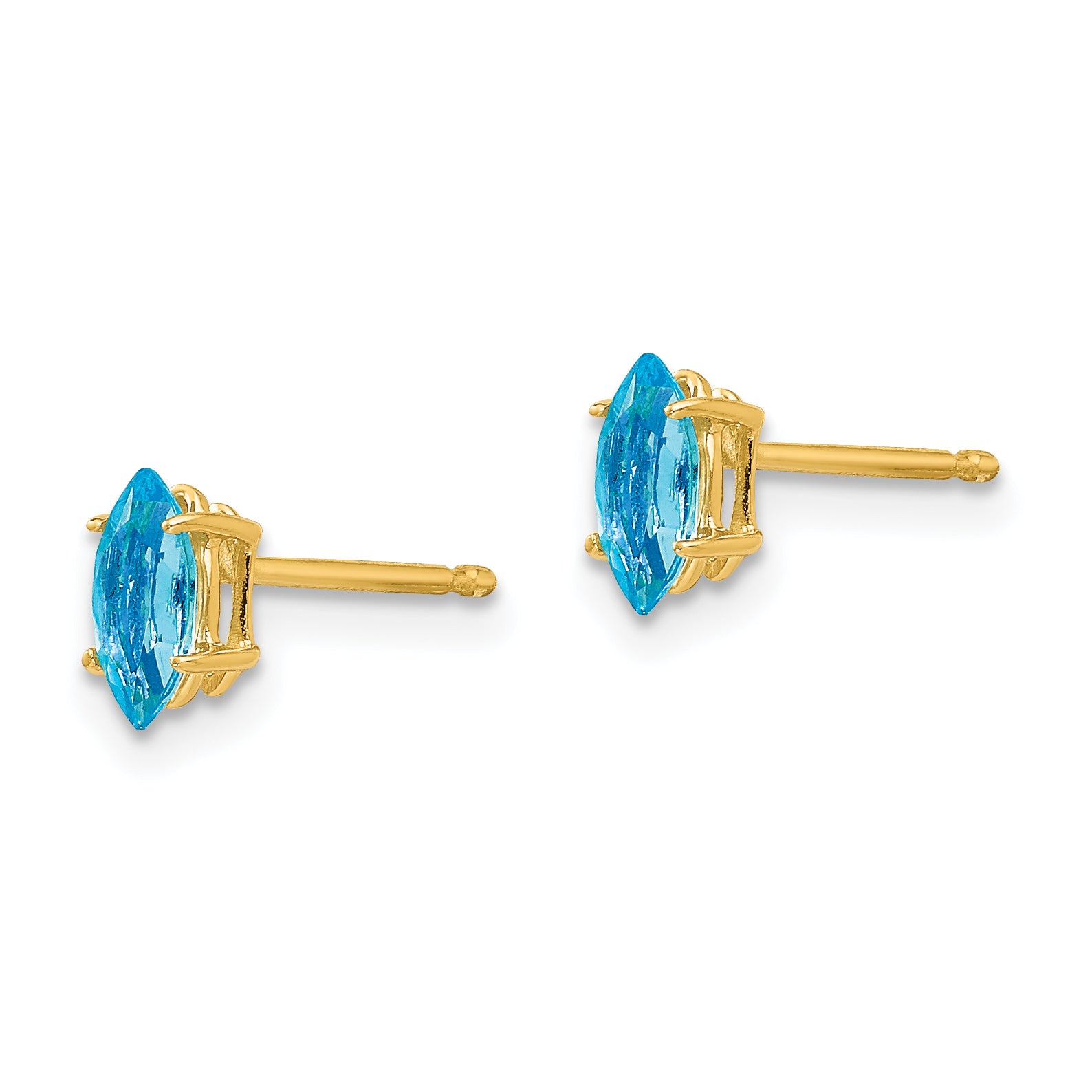 14k 6x3mm Marquise Blue Topaz earring Secondary image