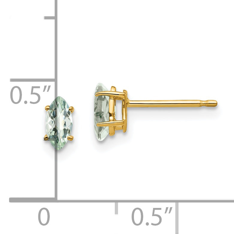 14k 6x3 Marquise Checker-Cut Green Quartz Earring Secondary image