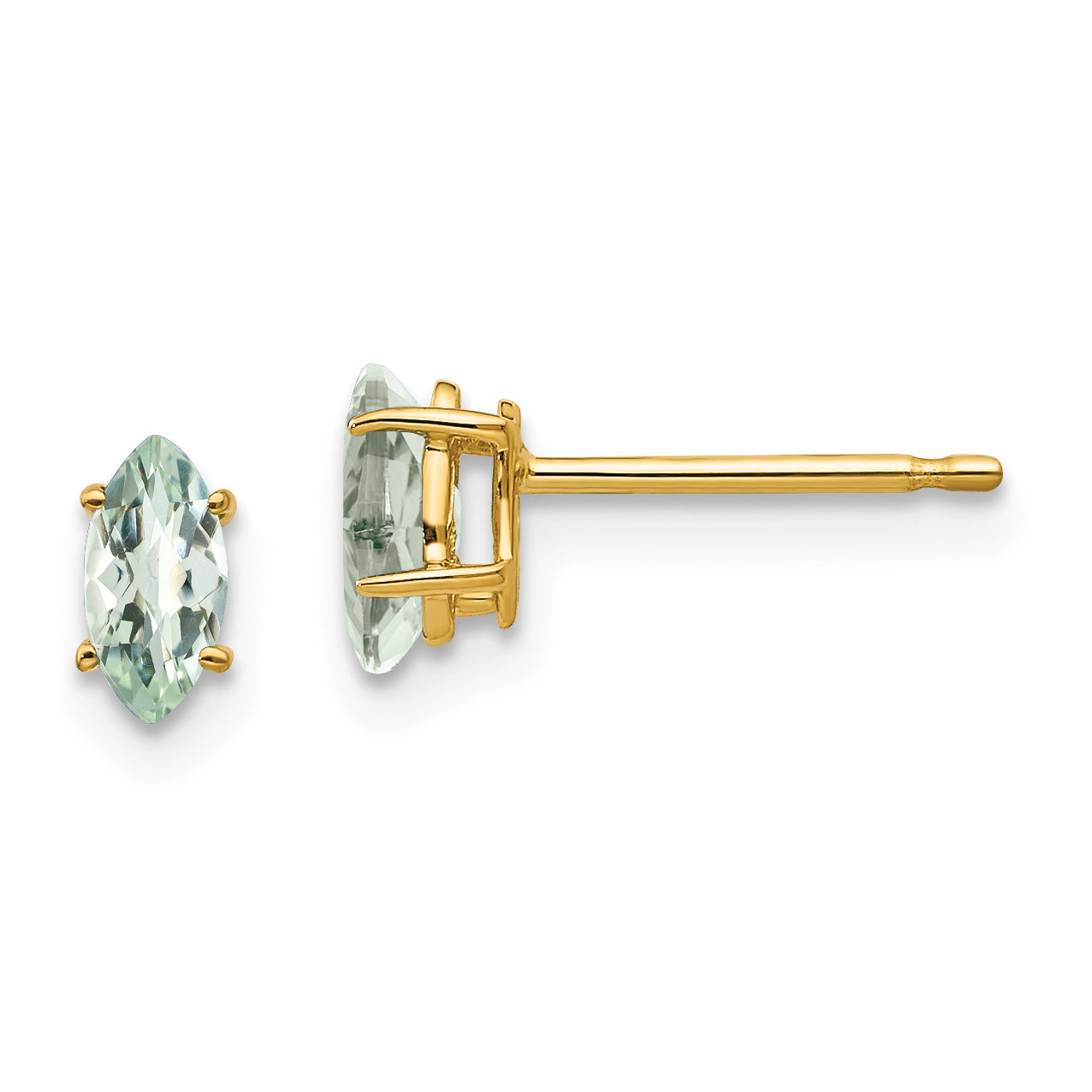 14k 6x3 Marquise Checker-Cut Green Quartz Earring Main image